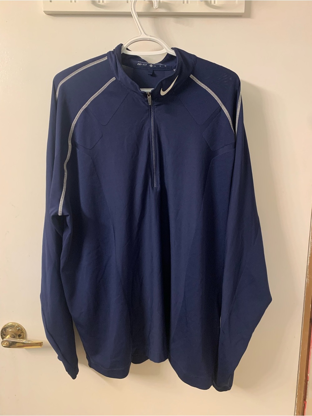 Nike Navy and White Half-Zip Athletic Pullover Dry fit XL